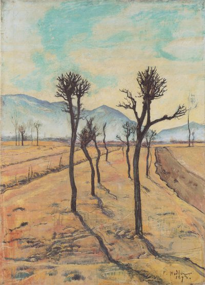 Kale bomen in Tessin door Ferdinand Hodler